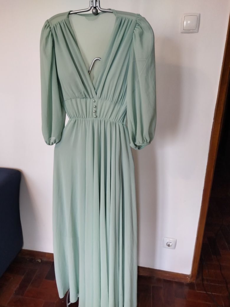 Vestido cerimónia verde menta