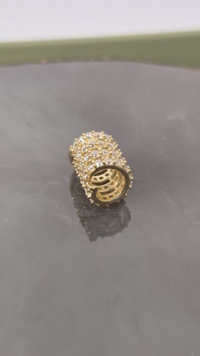Nowy złoty charms do bransoletki typu Pandora żmija wąż cyrkonie białe