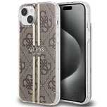Etui Guess IML 4G Gold Stripe na iPhone 15 Plus / 14 Plus - brązowe