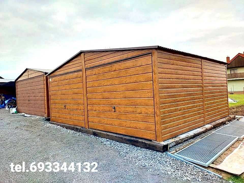Garaż blaszany drewnopodobny 6x6