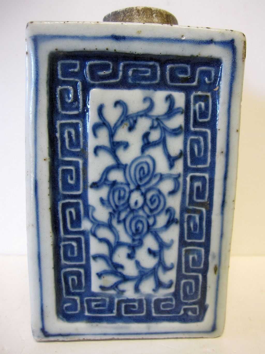 rara antiga caixa de chá asiática em porcelana marcada