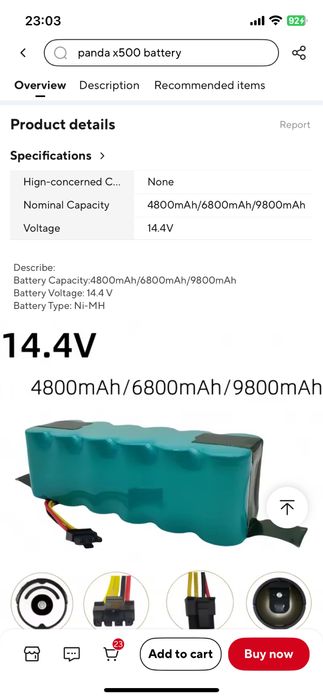 Bateria para aspirador Roomba, Amibot, iRobot