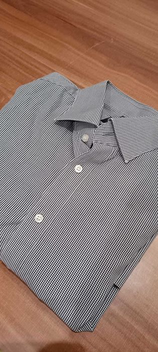 Casualowa koszula w drobną kratkę z długim rękawem Body Fit M bawełna