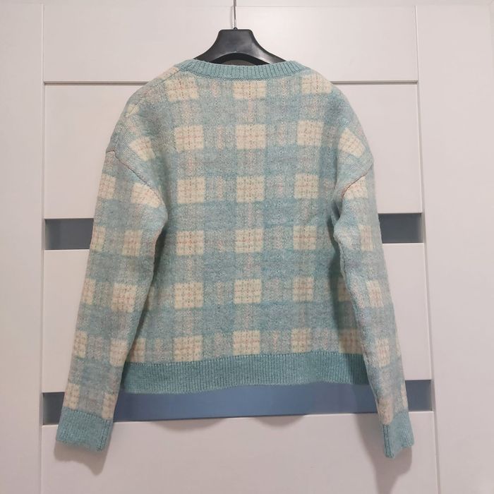 Ciepły gruby sweter zimowy w kratkę New Look M 38