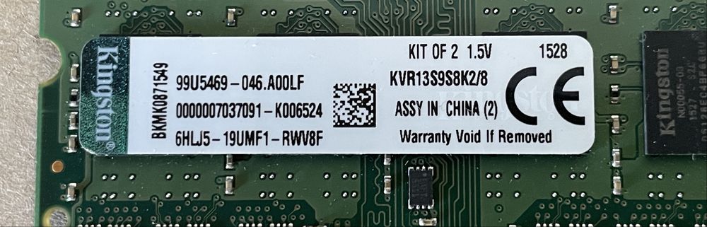 Pamięć RAM Kingston DDR3 8 GB 1333 MHz, CL9 1.5V KVR13S9S8K2/8
