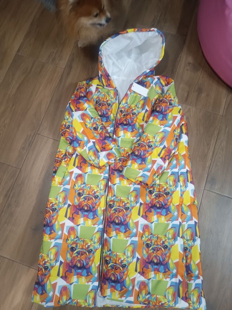Długi damski płaszcz w buldogi Jaskolska buldok l xl xxl