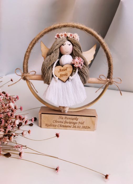 Pamiątka na Chrzest Święty Prezent na Chrzest Święty Anioł Stróż Chrzc
