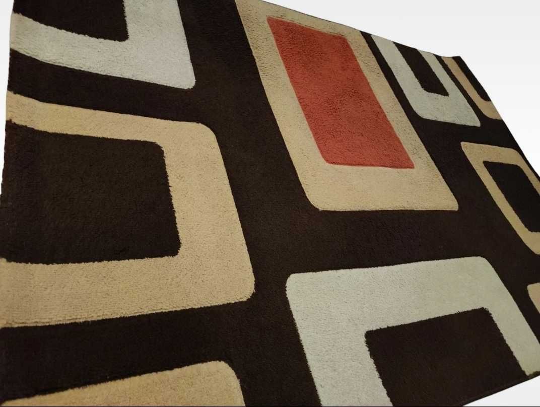 Wyprany dywan beżowo brązowy Etna heatseat fryz 120x160cm