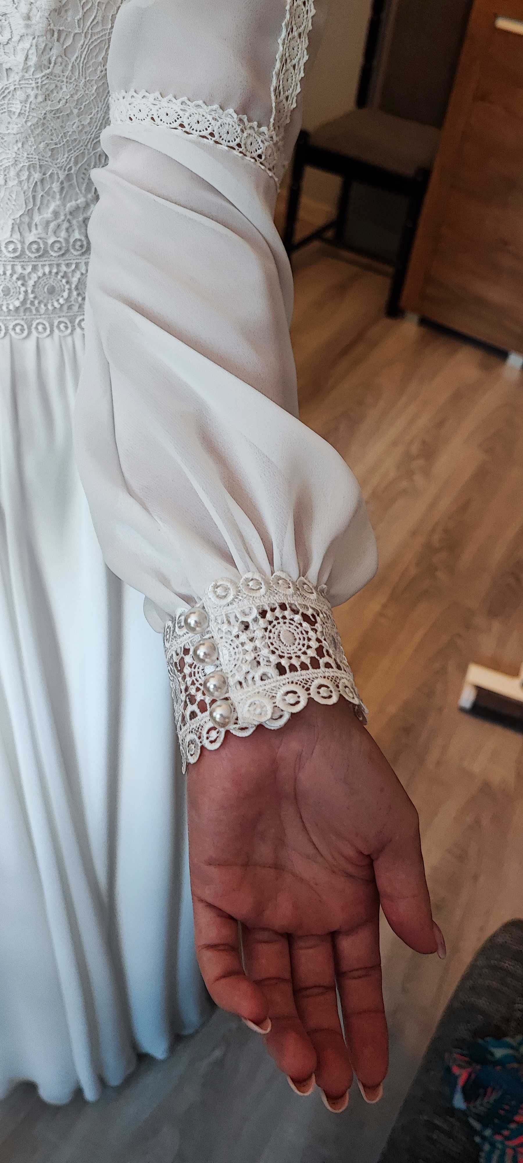 Suknia ślubna Boho długi rękaw