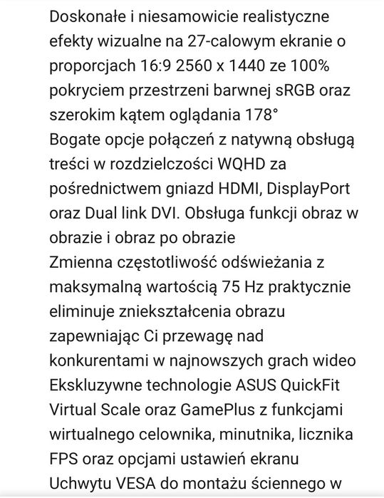 Monitor ASUS jak nowy