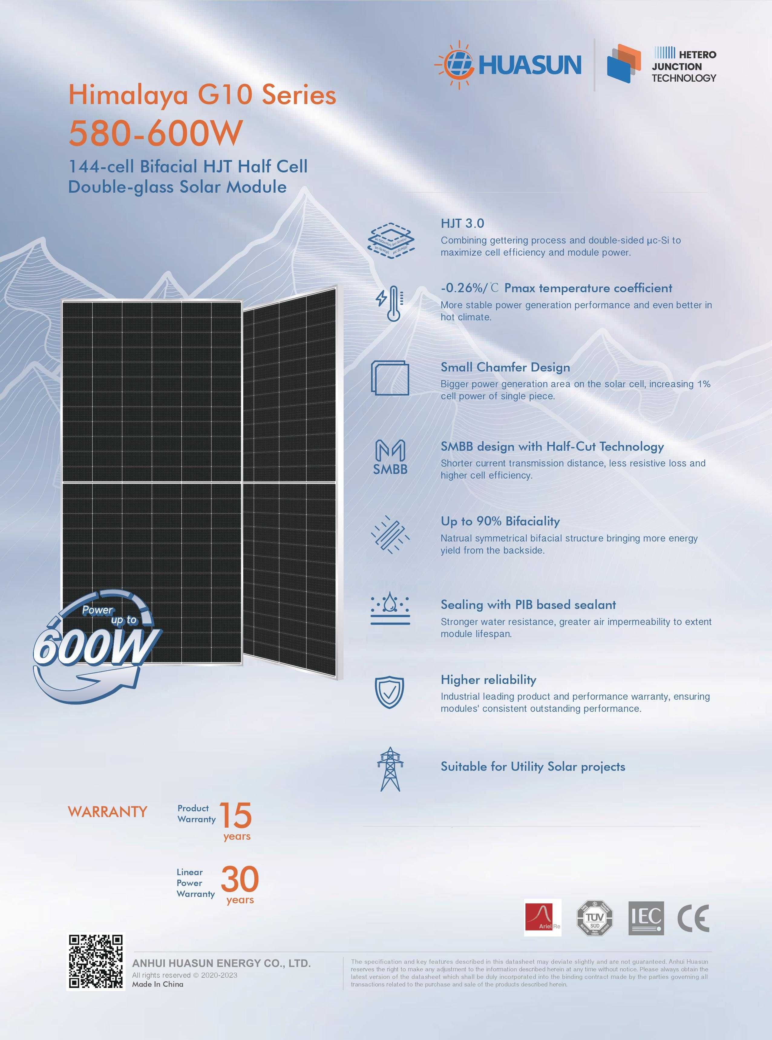 Fotowoltaika na gruncie 15kW panele Huasun HJT 580W Bifacial 20MW/rok