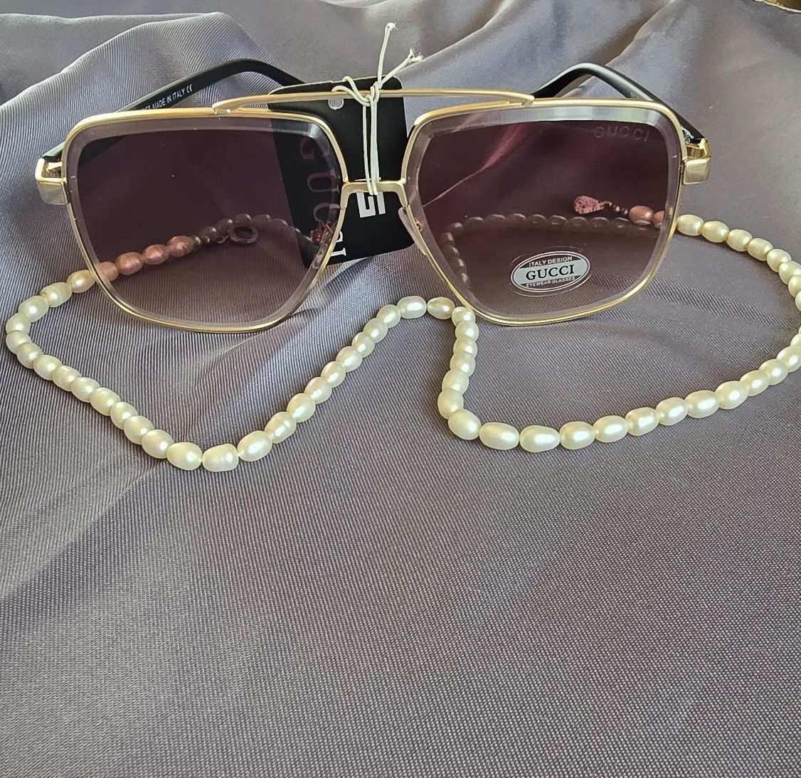 Nowe z metka okulary Gucci złote  metalowe oprawki