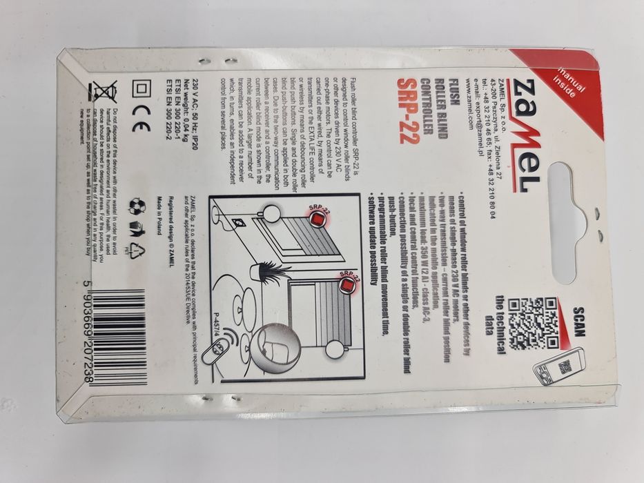 Controlador de estores para encastrar ZAMEL SRP22 - novo