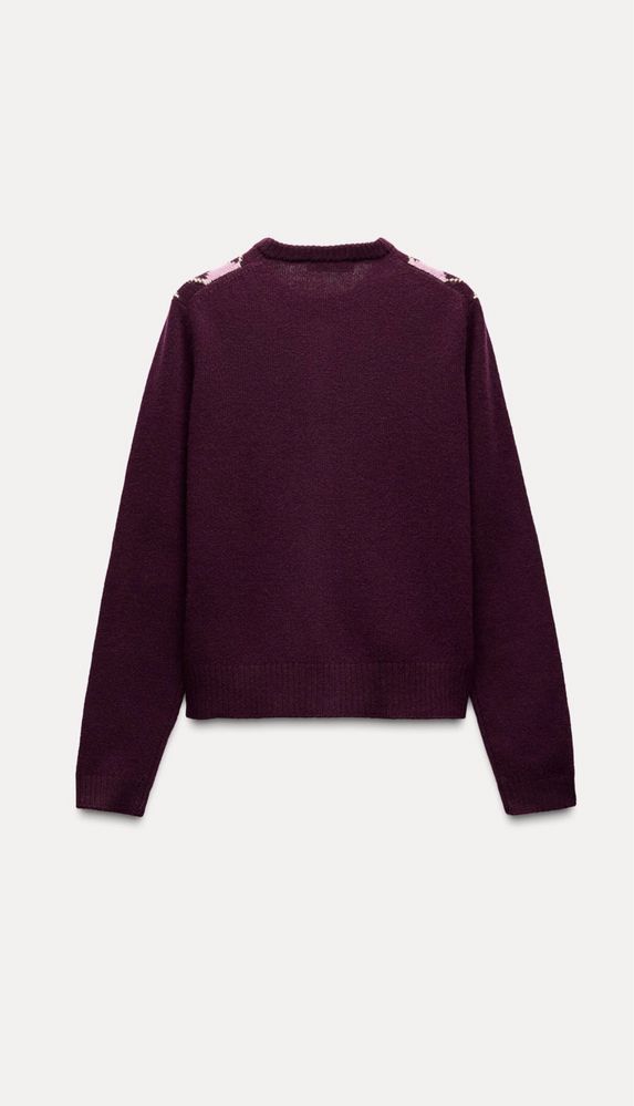 ZARA Sweter w romby 100% wełna M