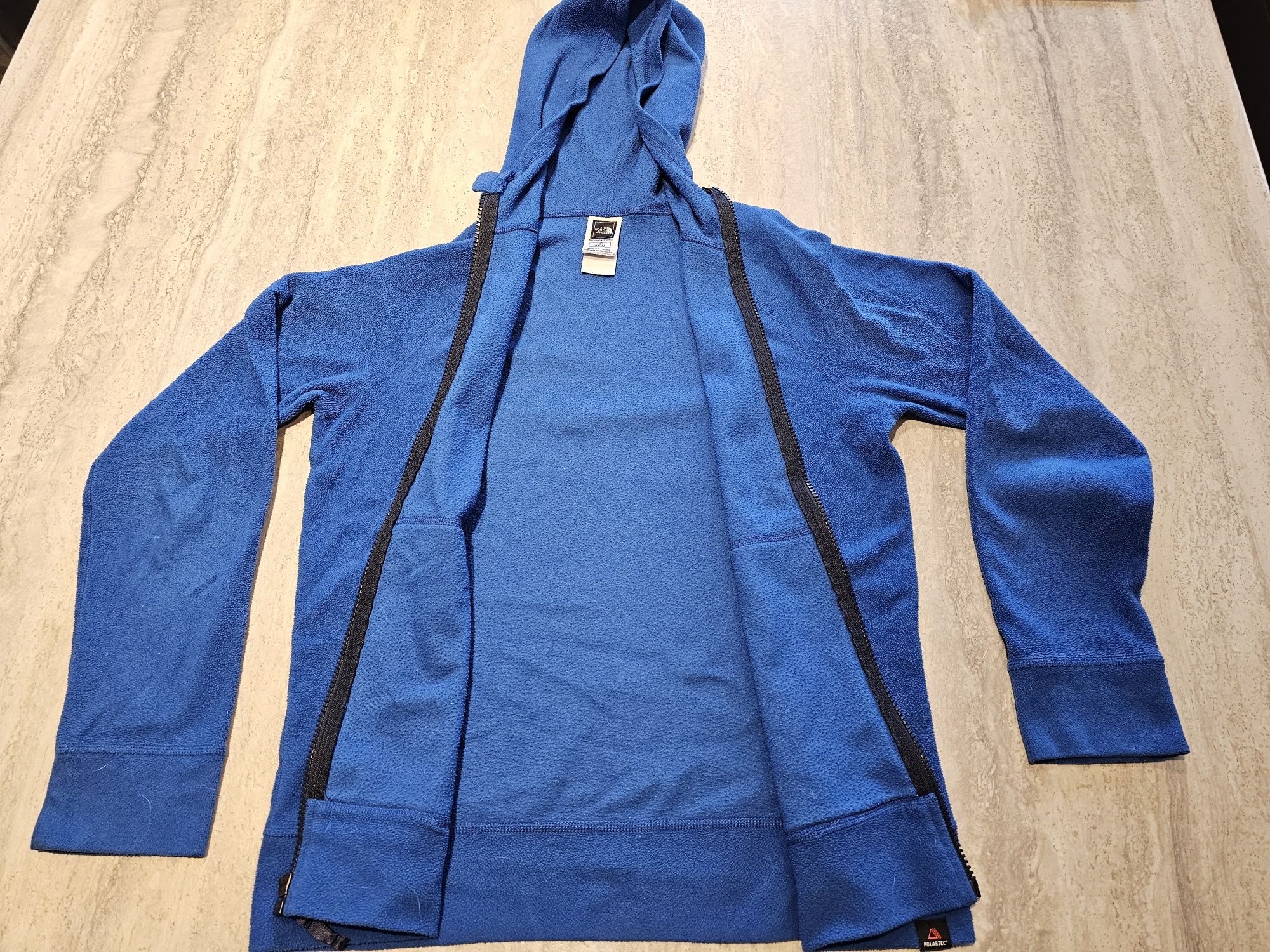 North Face TNF bluza polar rozpinana z kapturem niebieska chłopiec L 1