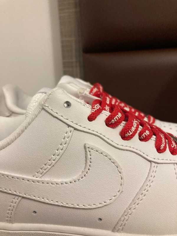 AF1\Powietrze*airDamskieNikeForce1SupremeWhite UnisexTrampki Rozm.38.5