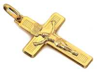 Krzyżyk złoty 585 z wizerunkiem Pana Jezusa na Komunię