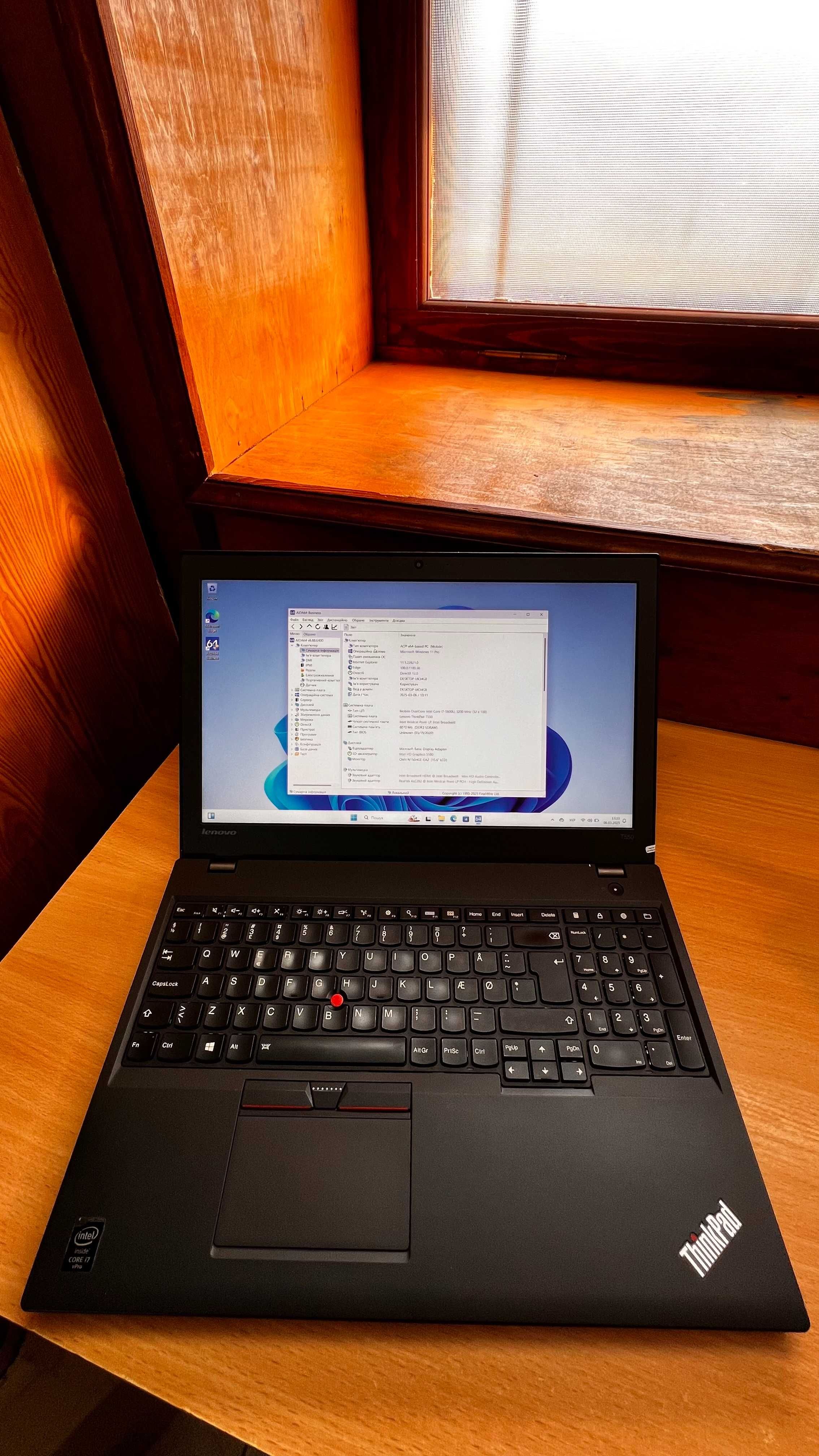 Lenovo ThinkPad T550 i7-5600U 8 ГБ DDR3 SSD 128 ГБ 15.6" Full HD