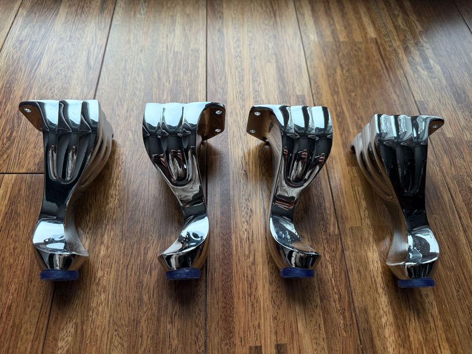 4 NÓŻKI Meblowe 140 mm Metalowe do Mebli Retro Chrom Połysk