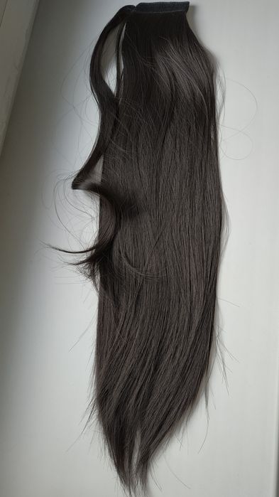 Хвіст темний коричневий Dark brown/ накладний/ шиньйон/ штучне волосся