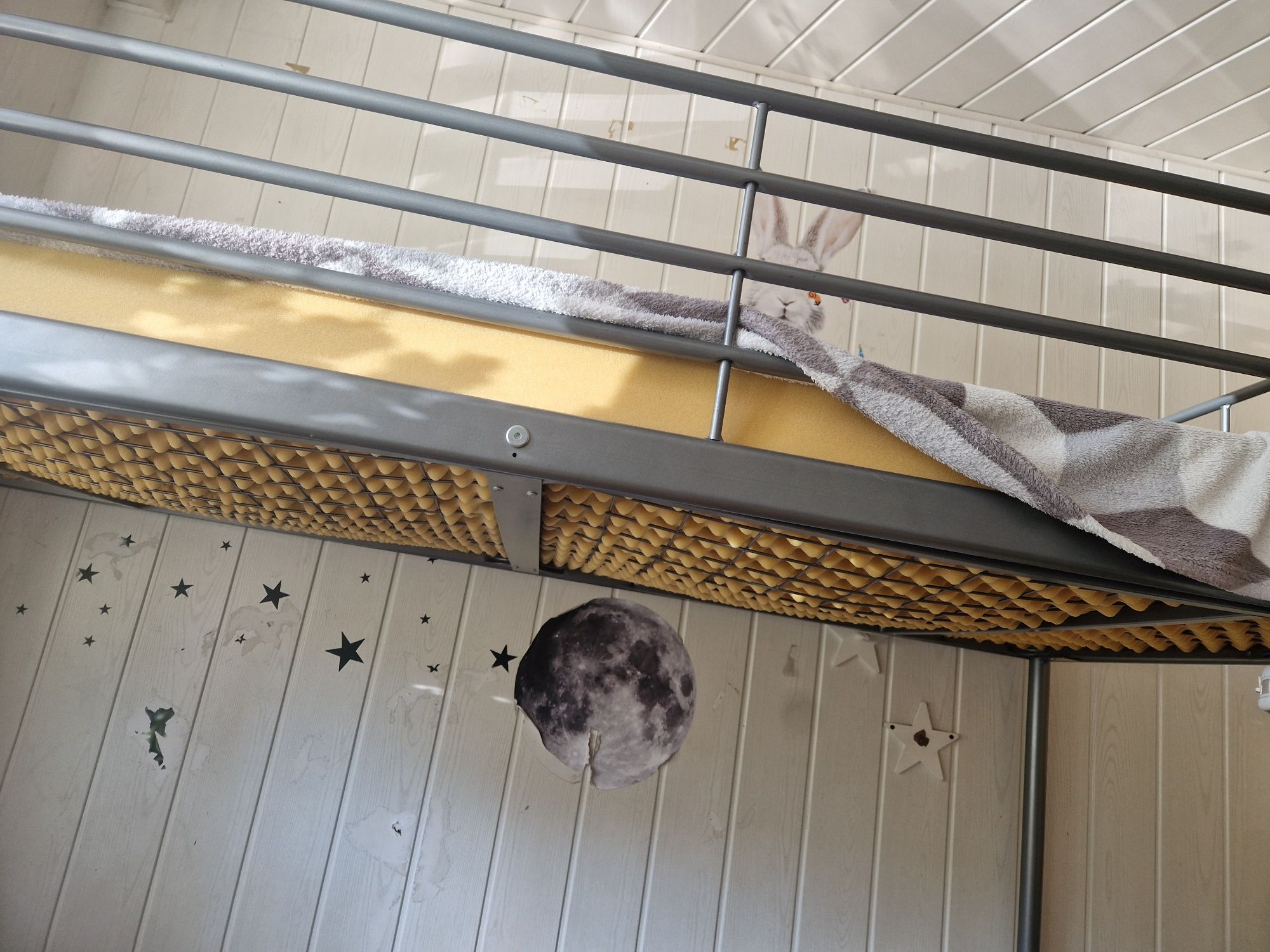 Łóżko piętrowe metalowe ikea 90x200 rama srebrny svarta