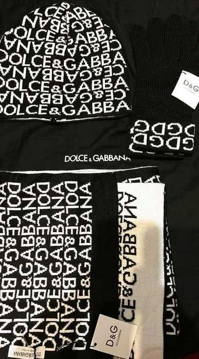 шапка шарф Dolce&Gabbana черные белые