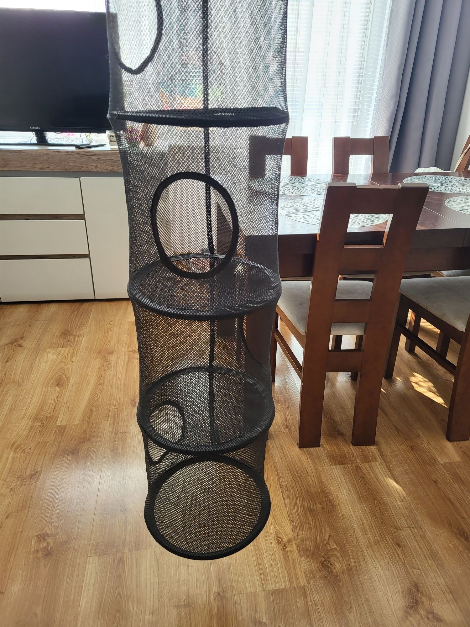 Organizer na zabawki, siatka  z 6 przegródkami, czarna
