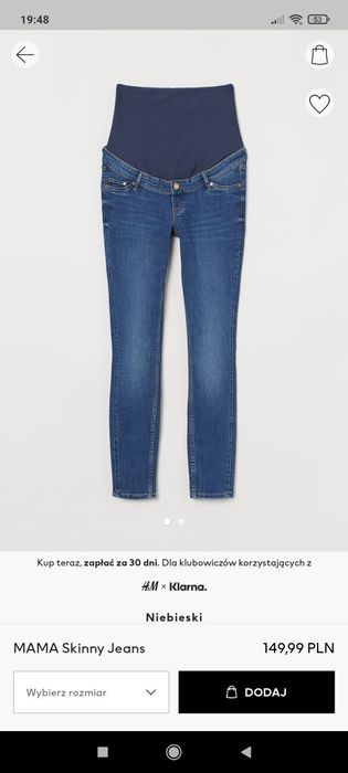 Jeansy ciążowe h&m mama xl
