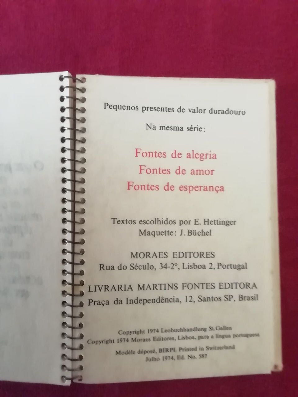 Fontes de alegria livro de 1974