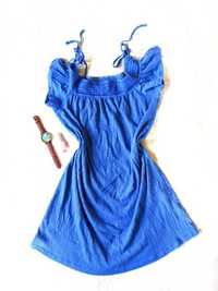 Sukienka niebieska sukienka off shoulder S H&M