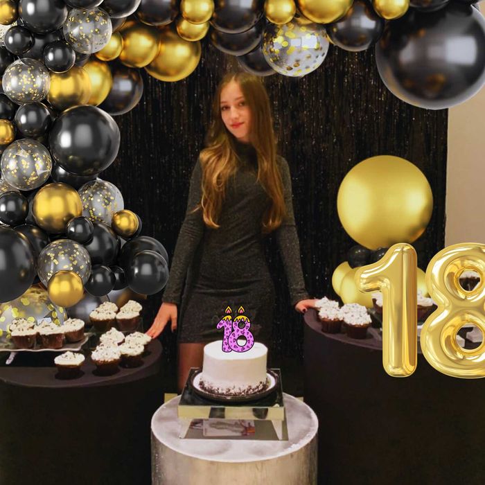 BALONY DEKORACJA 18 50 URODZINY Girlanda Balonów Ścianka Czarno Złota