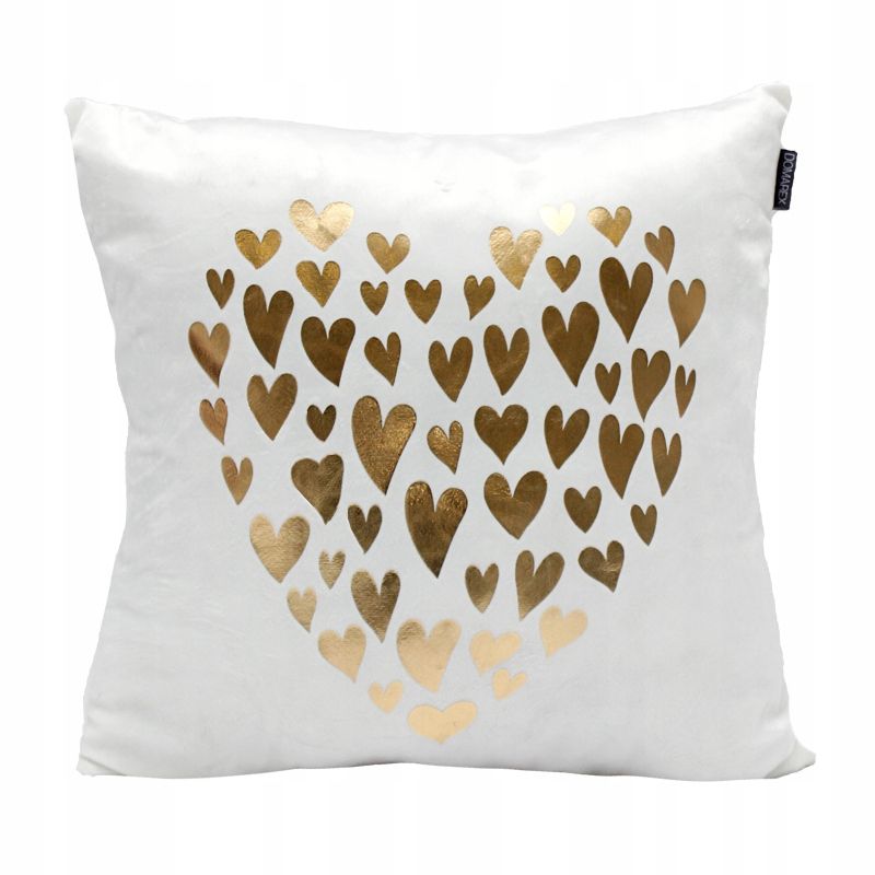 Poszewka 40x40 Gold love hearts biała złota serca