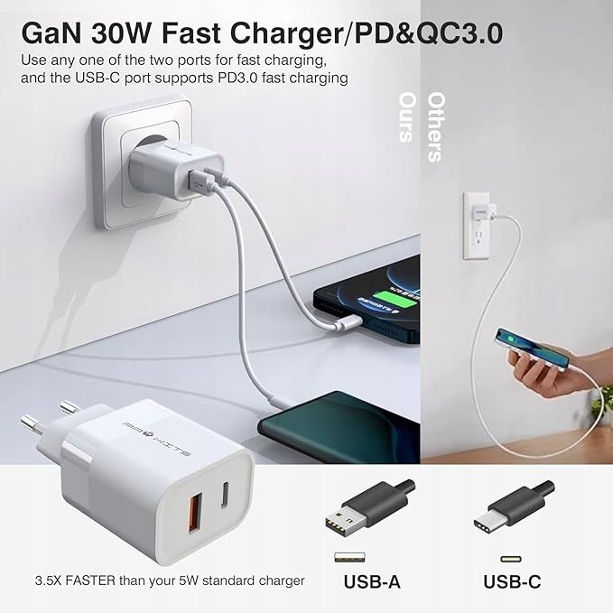 Ładowarka 2-Portowa 30 W Pawhits Usb-C Fast 30W