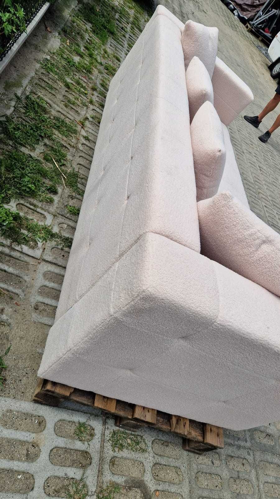 Sofa 3 os kanapa Sztruksowa pluszowa poduszki beżowa kremowa f spania