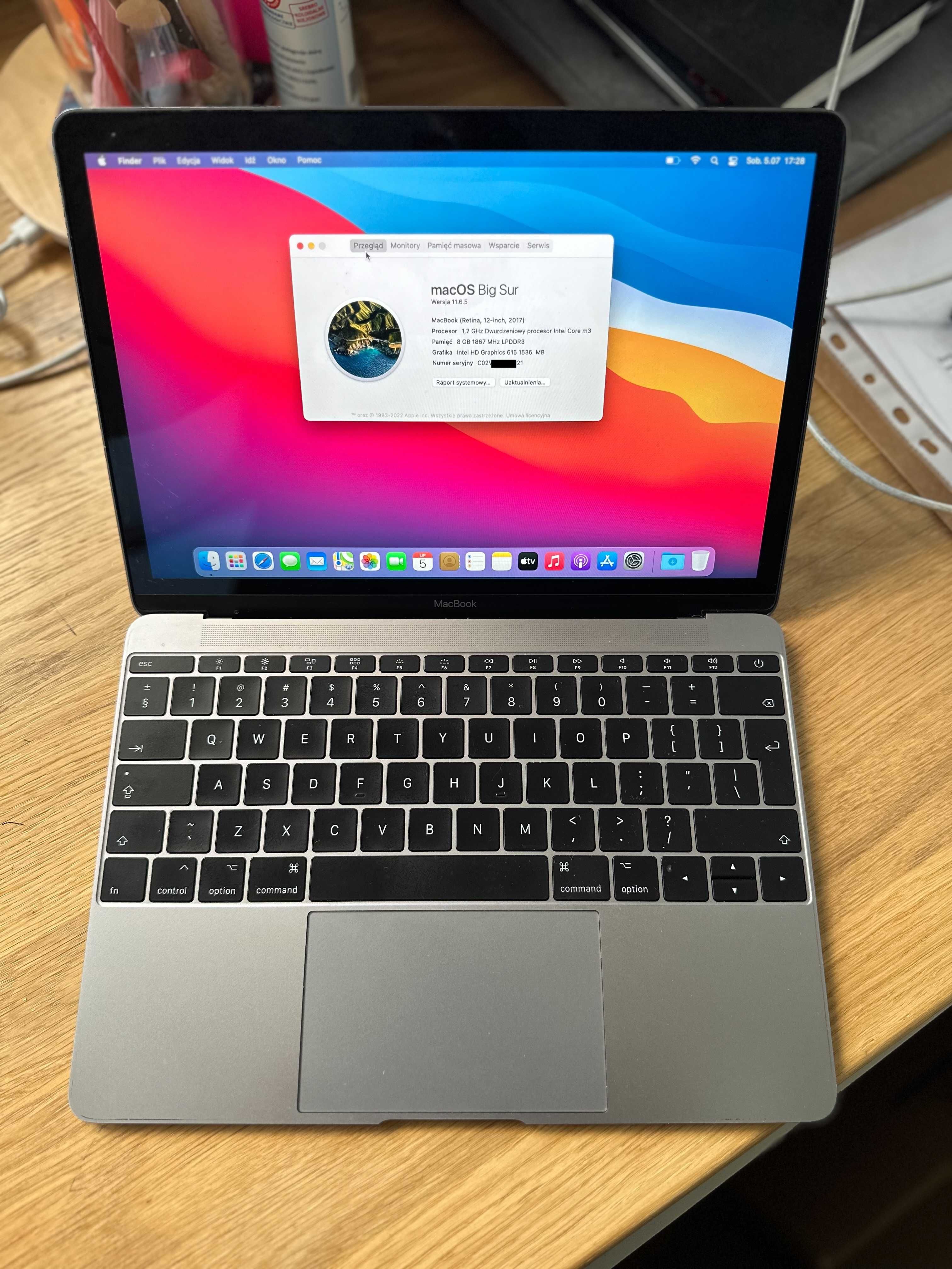 MacBook 12" Retina 2017 • m3 • 8/256 • 373 cykli • ładowarka