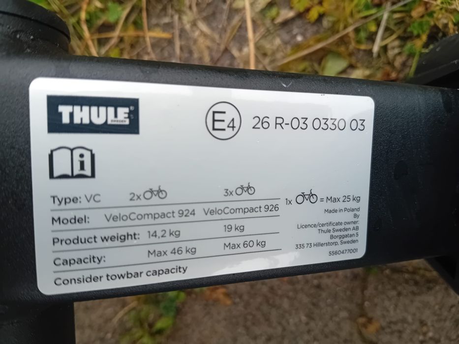 Tytuł. Bagaznik rowerowy THULE Velocompact 926