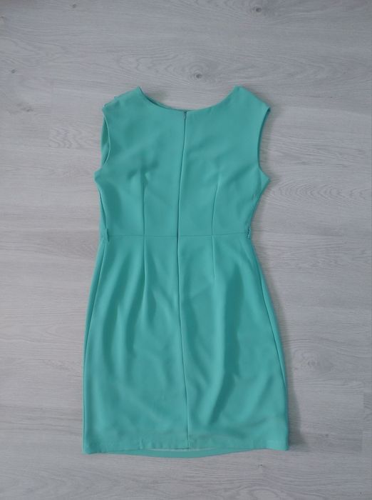 XL sukienka damska mgiełka marszczenia zwiewna zielona miętowa