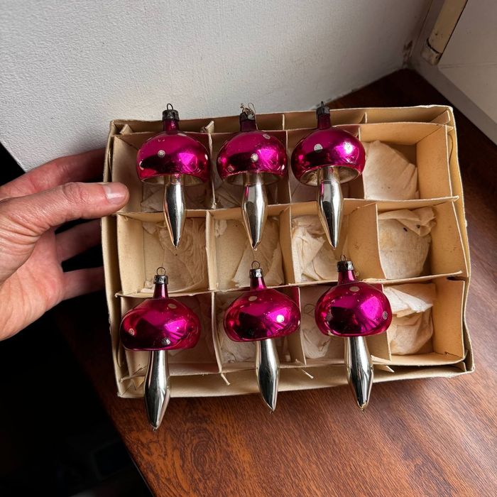 Bombki choinkowe PRL Grzybki