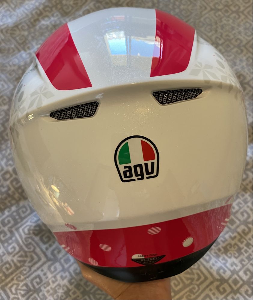 Capacete mota AGV novo xs branco rosa mulher criança