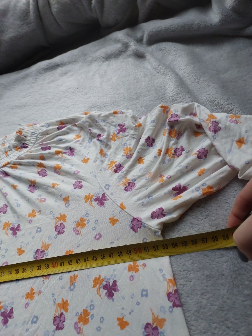Bluzka z wiskozy kremowy w kwiaty 42 xl