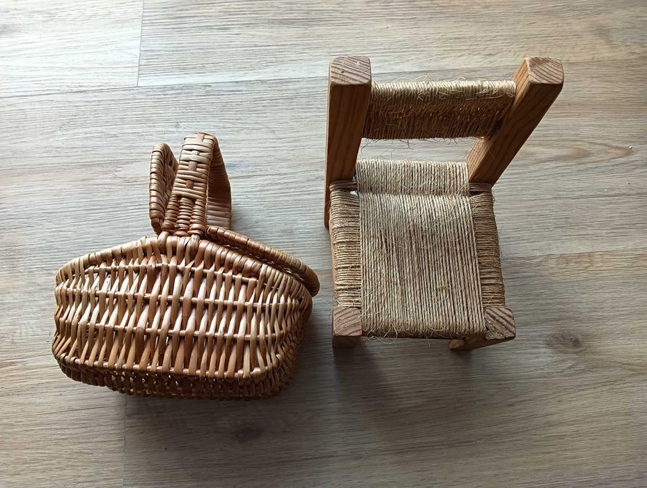 Cadeira e cesto pequenos - decoração