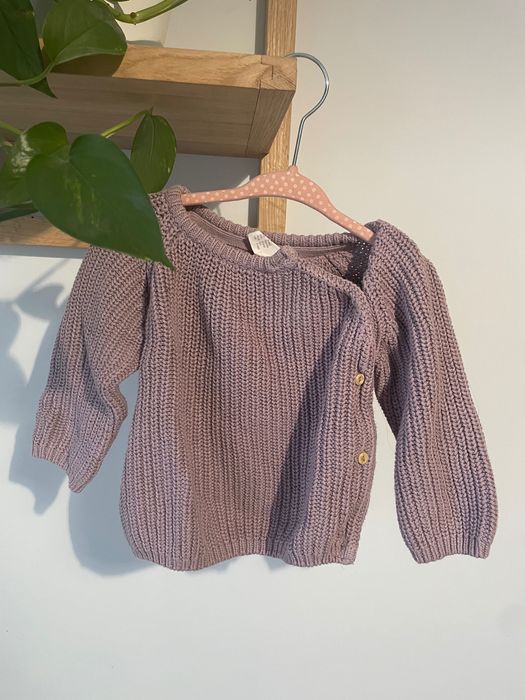 Sweterek i spodenki, komplet H&M, fiolet, bawełna organiczna, r. 68