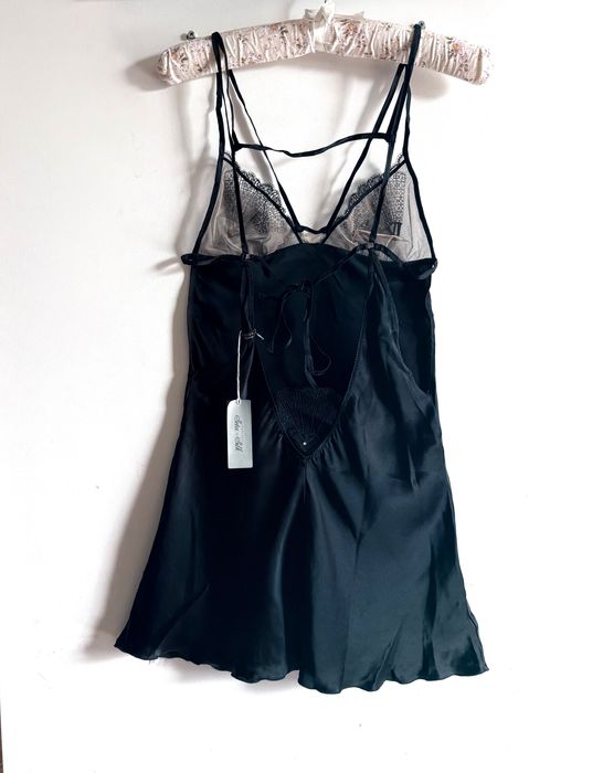 Jedwab Intimissimi jedwabna halka koszula nocna czarna seksowna basic