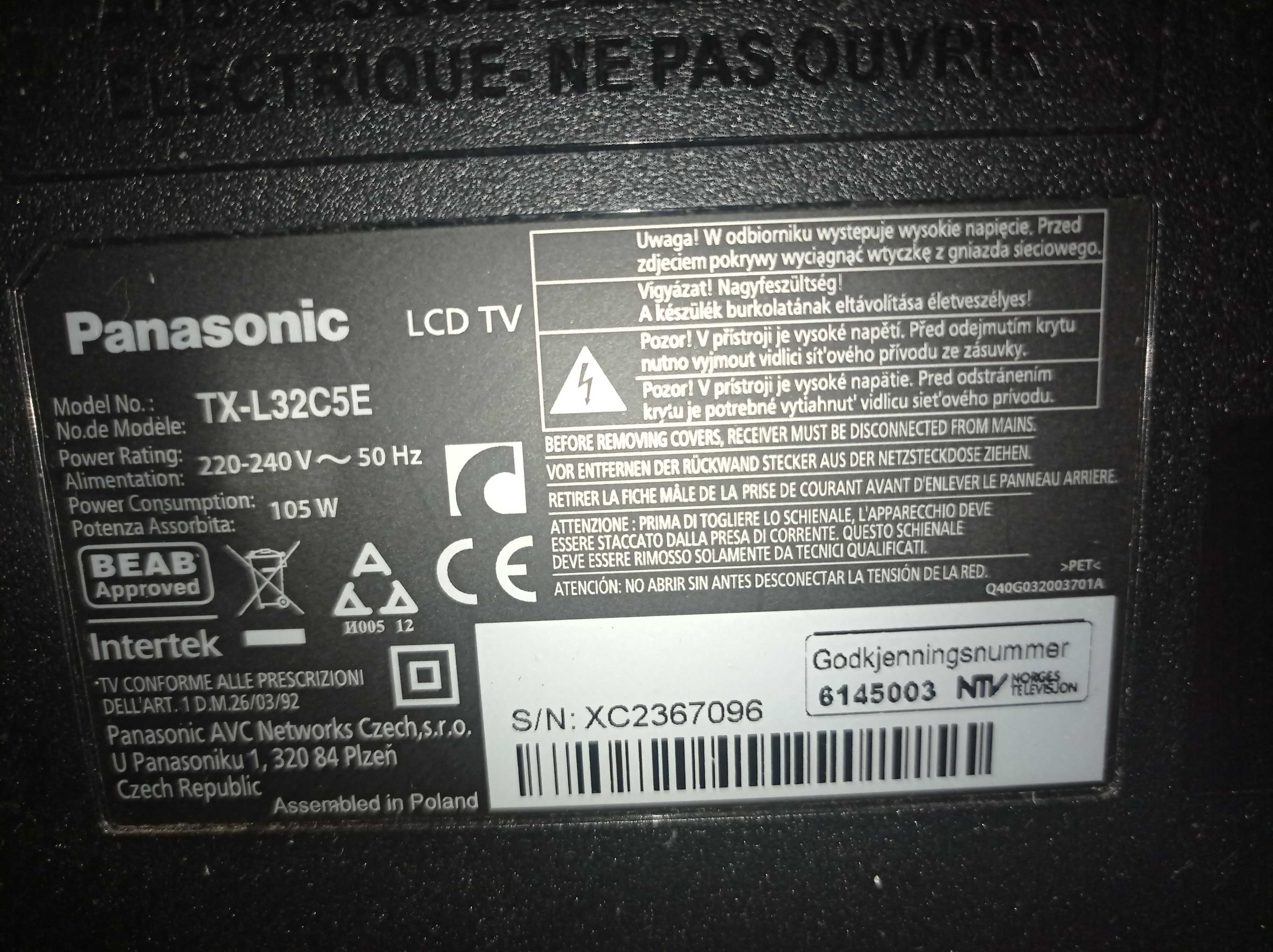 Telewizor Panasonic (uszkodzony)