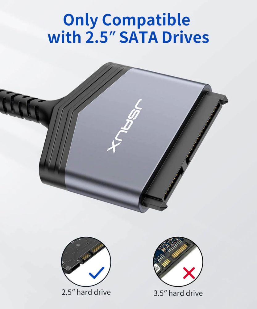 Перехідник Адаптер Jsaux Sata-usb, USB 3,0, 2,5 дюйма, SATA III grey