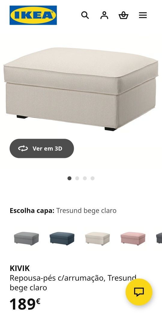Sofá + Pousa pés/baú IKEA