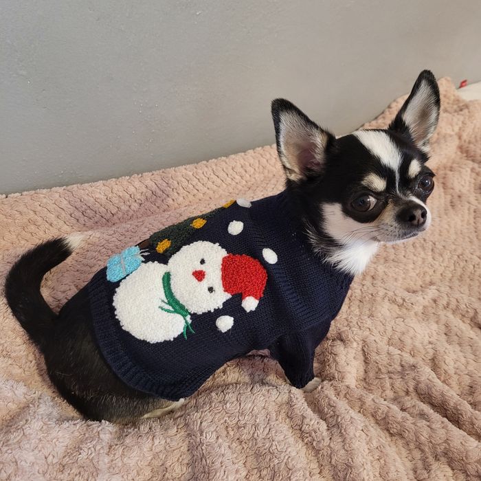 Sweter świąteczny dla małego psa ROZMIAR S bałwanek i choinka