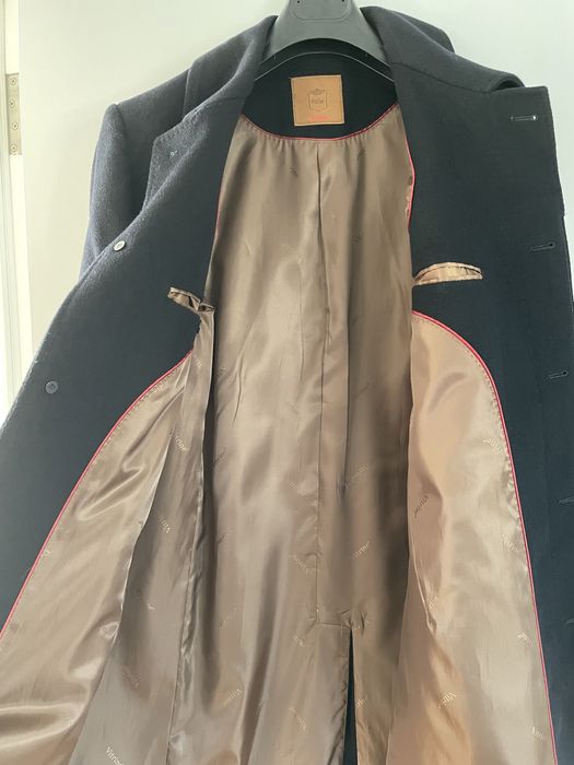 Casaco comprido, Sobretudo, Overcoat Tam 52, Azul marinho, lã meri