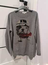 Sweter z psem buldog cekiny