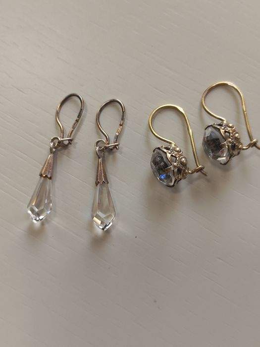 Серьги серебро 875проба горный хрусталь